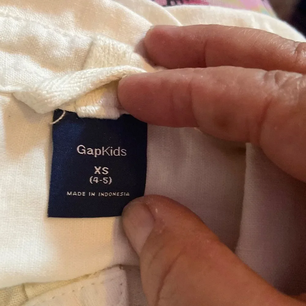 Gap Boys XS Linen Shirt Off White Long Sleeve Casual Button Down